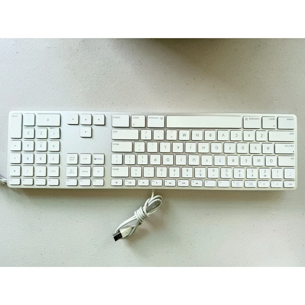 Apple White Aluminum USB Wired Keyboard Mighty Mouse iMAC G4 G5 eMAC A1152 A1243